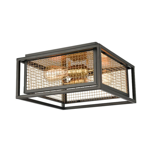 ELK Lighting Jarvis 2-Light Flush, Black & Brass/Brass - 46374-2