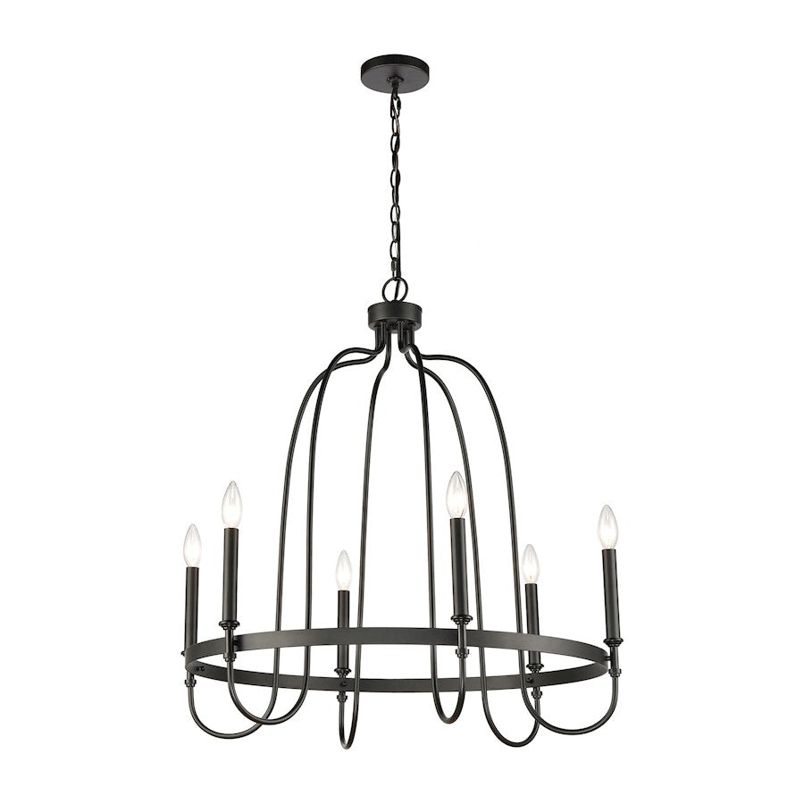 ELK Lighting Wickshire 6-Light Chandelier, Matte Black - 46383-6