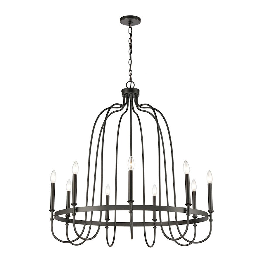 ELK Lighting Wickshire 9-Light Chandelier, Matte Black - 46384-9