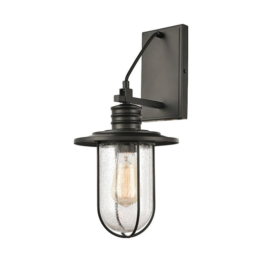 ELK Lighting Lakeshore Drive 1-Light Sconce, Matte Black/Seedy Glass - 46401-1