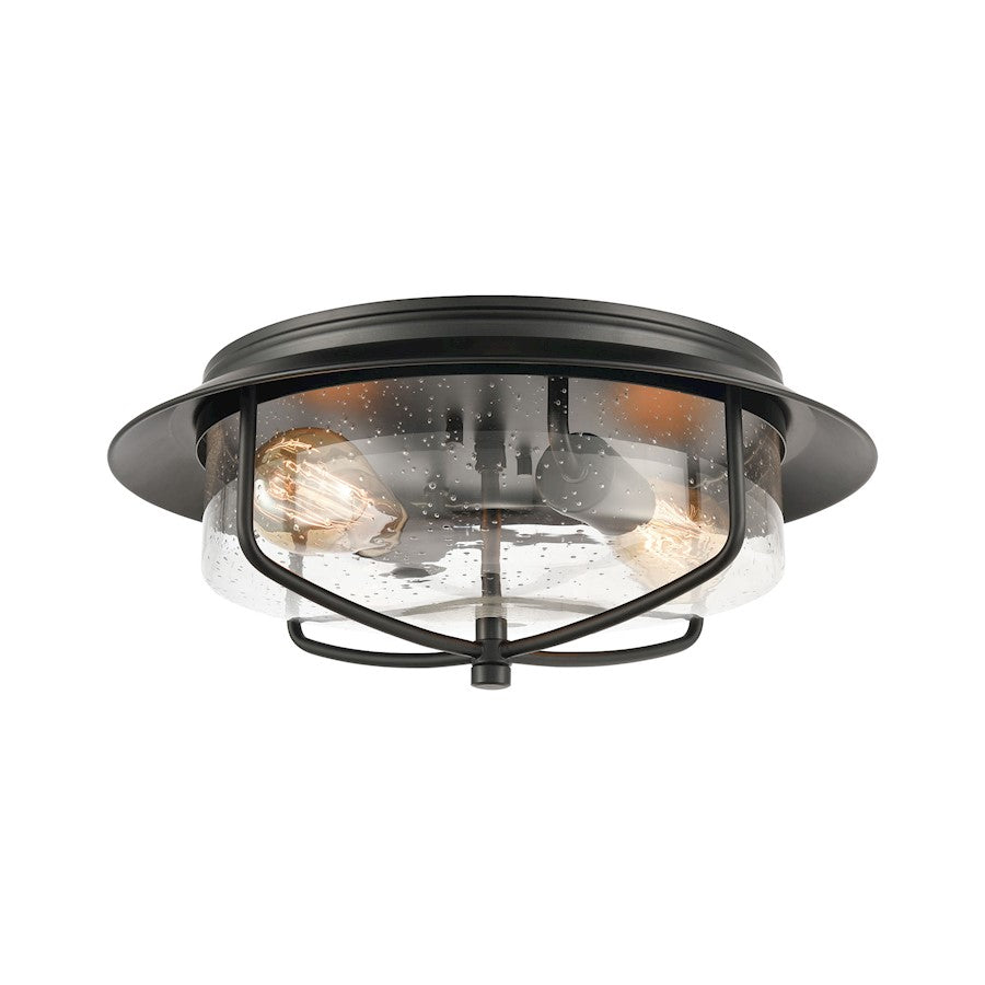 ELK Lighting Lakeshore Drive 2-Light Flush Mount, Black/Seedy Glass - 46402-2