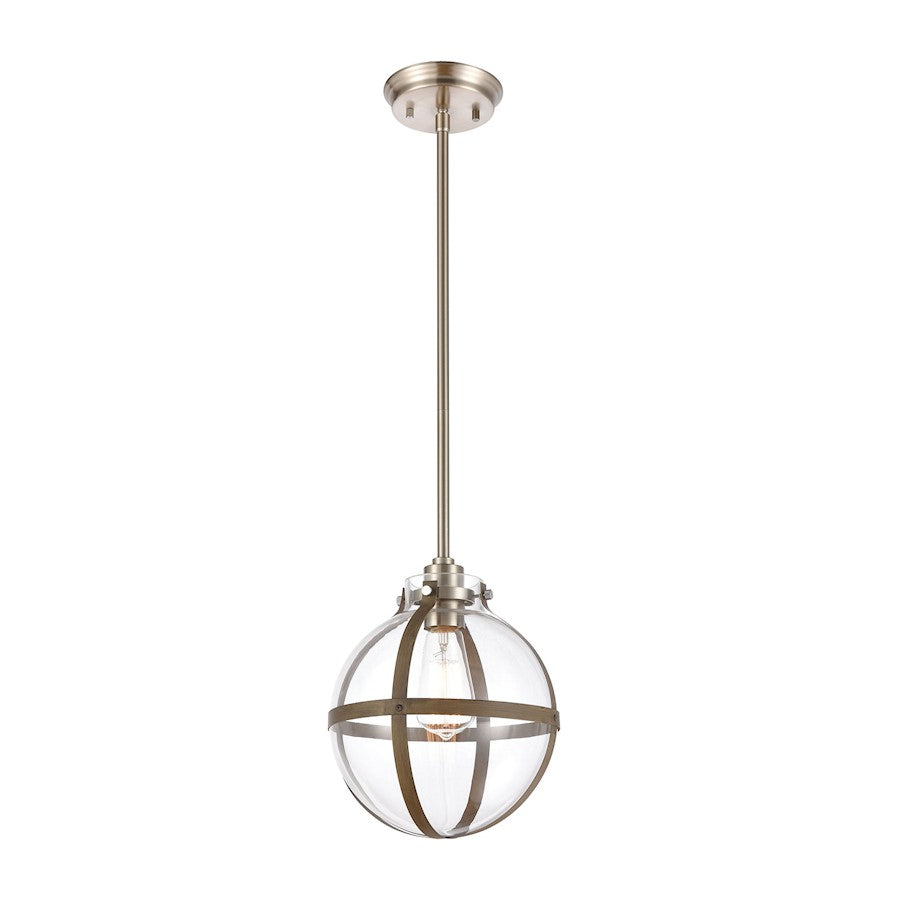 ELK Lighting Cusp 1-Light Mini Pendant, Light Wood/Clear Glass - 46443-1