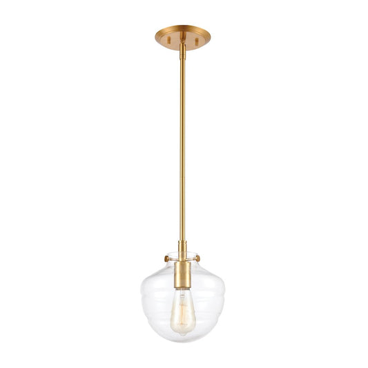 ELK Lighting Manhattan Boutique 8" 1-Light Mini Pendant, Brass/Clear - 46555-1