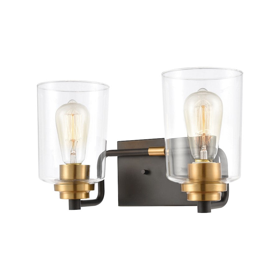 ELK Lighting Robins 2-Light Vanity Light, Matte Black/Clear Glass - 46611-2