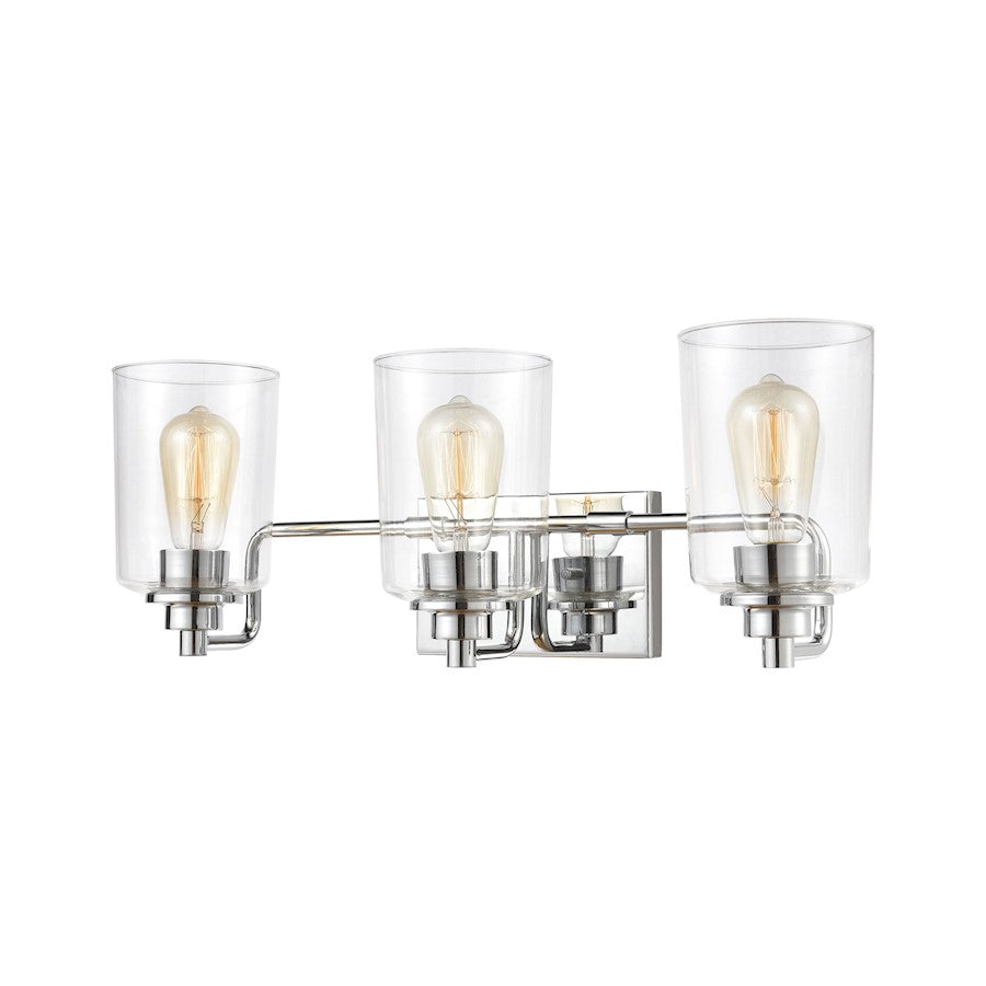 ELK Lighting Robins 3-Light Vanity Light, Polished Chrome/Clear Glass - 46622-3