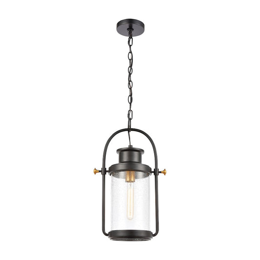 ELK Lighting Wexford 1-Light Hanging, Matte Black/Seedy Glass - 46672-1