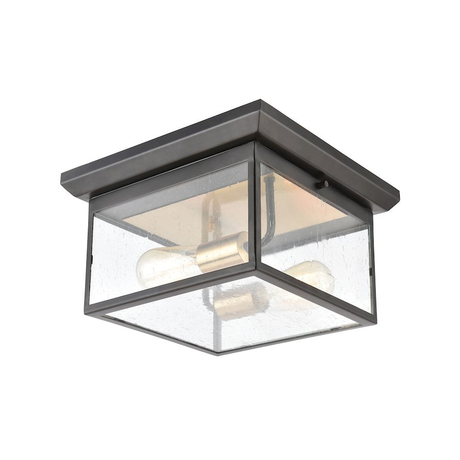 ELK Lighting Knowlton 2-Light Flush Mount, Matte Black/Seedy Glass - 46683-2