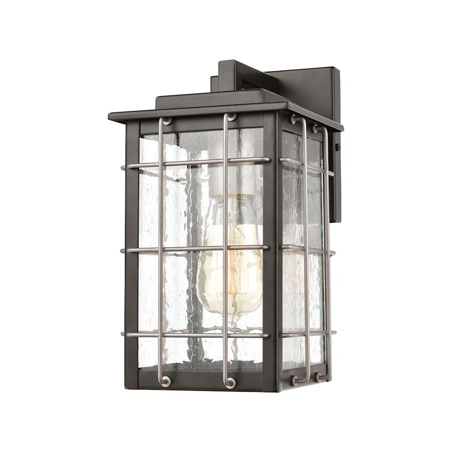 ELK Lighting Brewster 1-Light Small Sconce, Matte Black/Seedy Glass - 46710-1