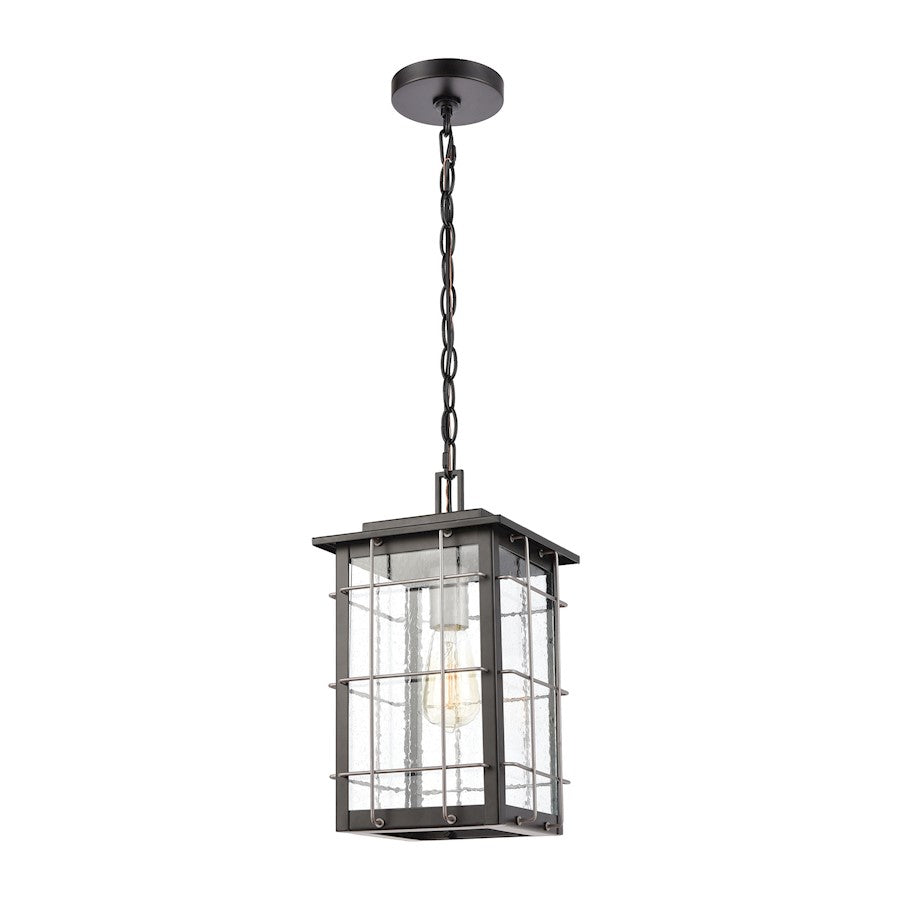 ELK Lighting Brewster 1-Light Hanging, Matte Black/Seedy Glass - 46713-1