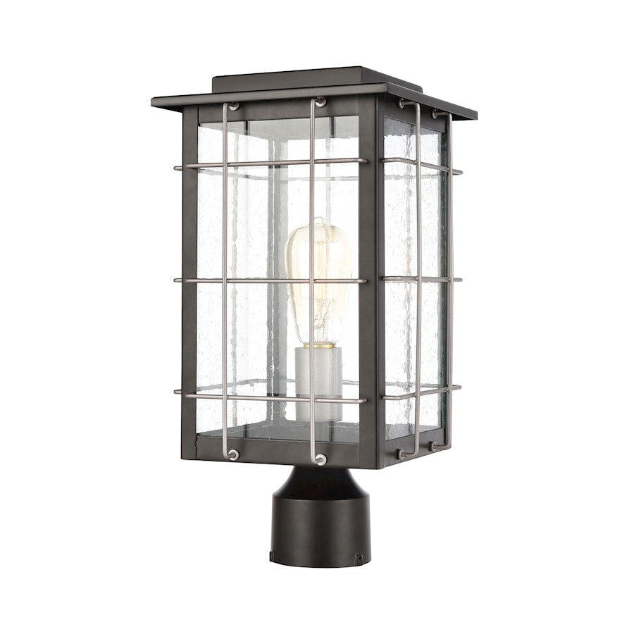 ELK Lighting Brewster 1-Light Post Mount, Matte Black/Seedy Glass - 46714-1