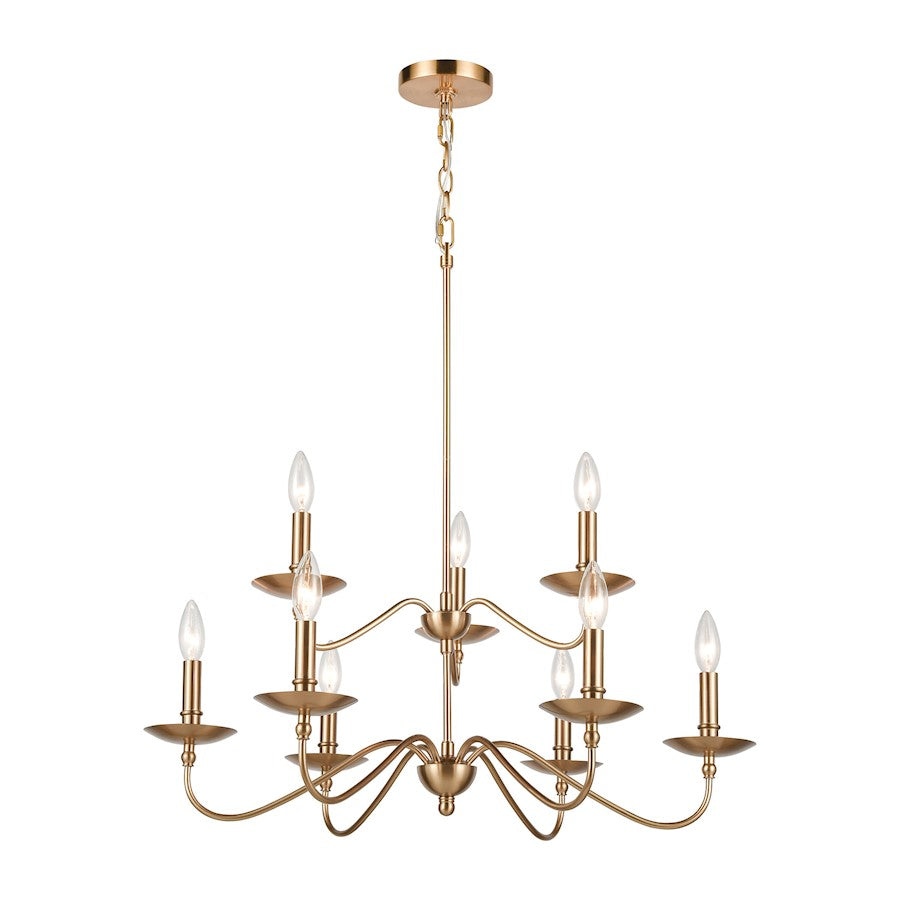 ELK Lighting Wellsley 9-Light Chandelier, Burnished Brass - 46797-9