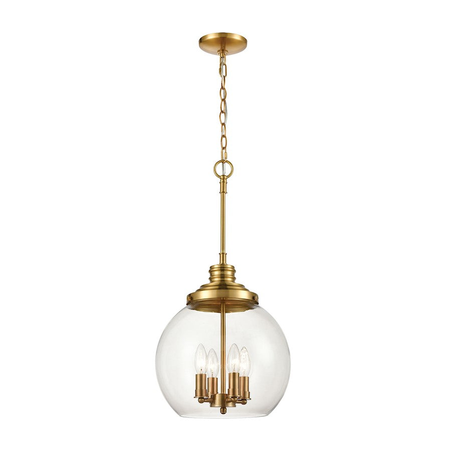 ELK Lighting Chandra 4-Light Pendant, Burnished Brass/Clear Glass - 46834-4