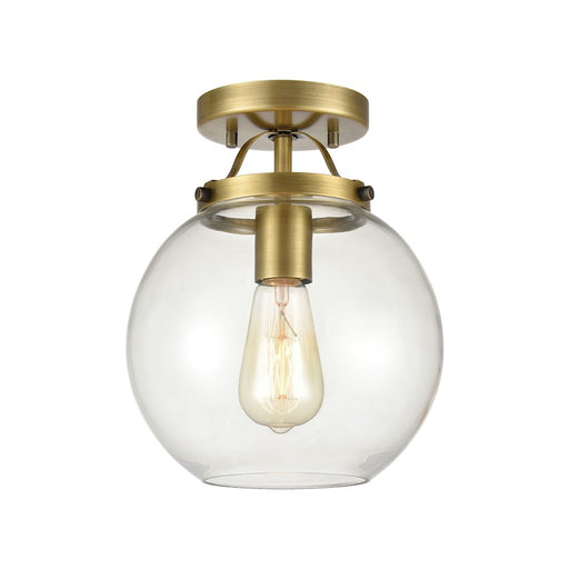 ELK Lighting Bernice 1-Light Semi Flush, Brushed Antique Brass/Clear - 47184-1
