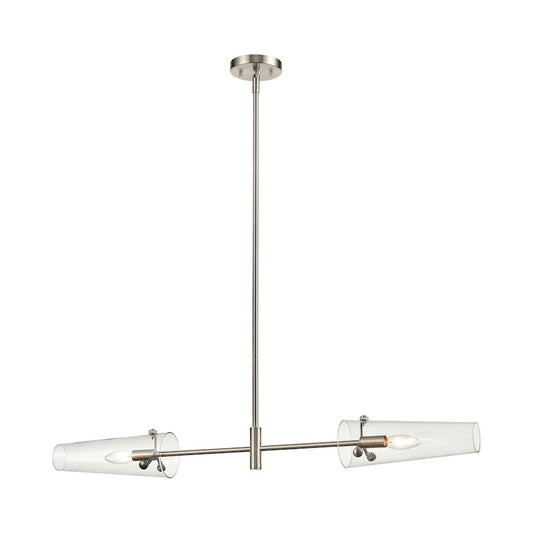 ELK Lighting Valante 2-Light Island Light, Satin Nickel/Clear Glass - 47225-2