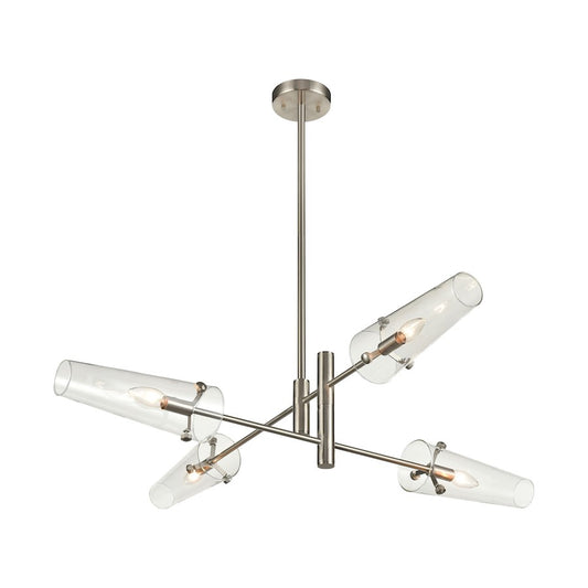 ELK Lighting Valante 4-Light Chandelier, Satin Nickel/Clear Glass - 47226-4