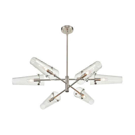 ELK Lighting Valante 6-Light 55" Chandelier, Satin Nickel/Clear Glass - 47227-6