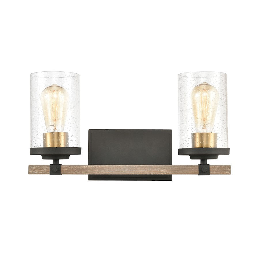 ELK Lighting Geringer 2-Light Vanity Light, Charcoal & Beechwood/Seedy - 47282-2