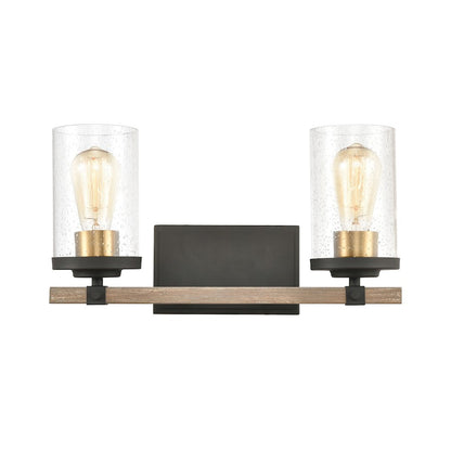 ELK Lighting Geringer 2-Light Vanity Light, Charcoal & Beechwood/Seedy - 47282-2