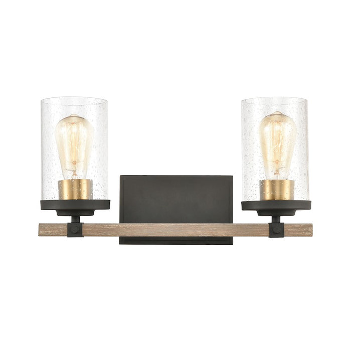 ELK Lighting Geringer 2-Light Vanity Light, Charcoal & Beechwood/Seedy - 47282-2