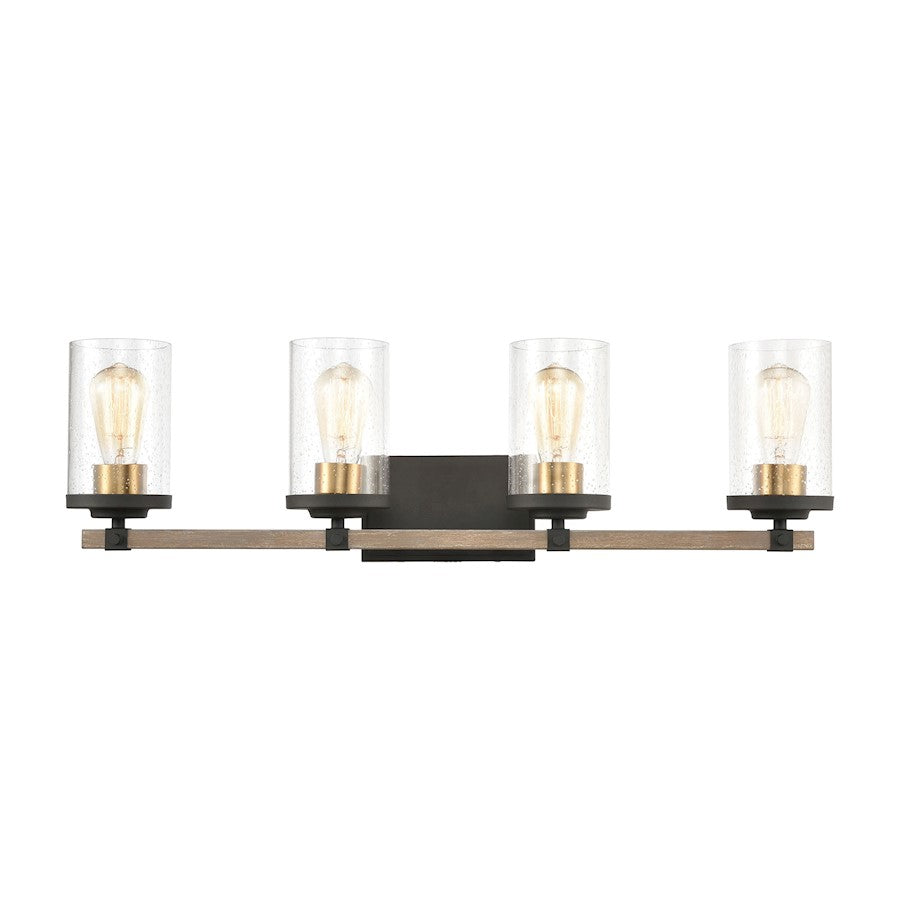 ELK Lighting Geringer 4-Light Vanity Light, Charcoal & Beechwood/Seedy - 47284-4