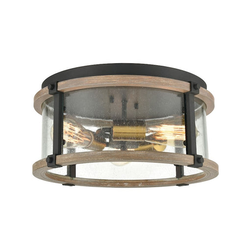ELK Lighting Geringer 3-Light Flush, Charcoal & Beechwood/Seedy - 47285-3