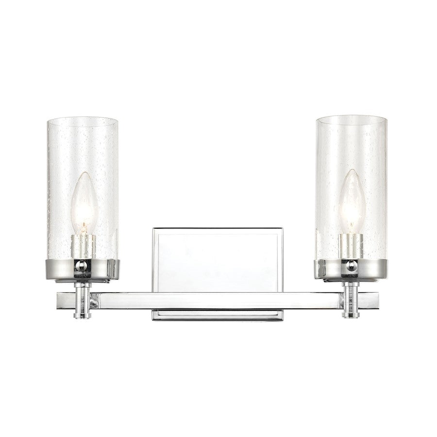 ELK Lighting Melinda 2-Light Vanity Light, Polished Chrome/Seedy Glass - 47302-2