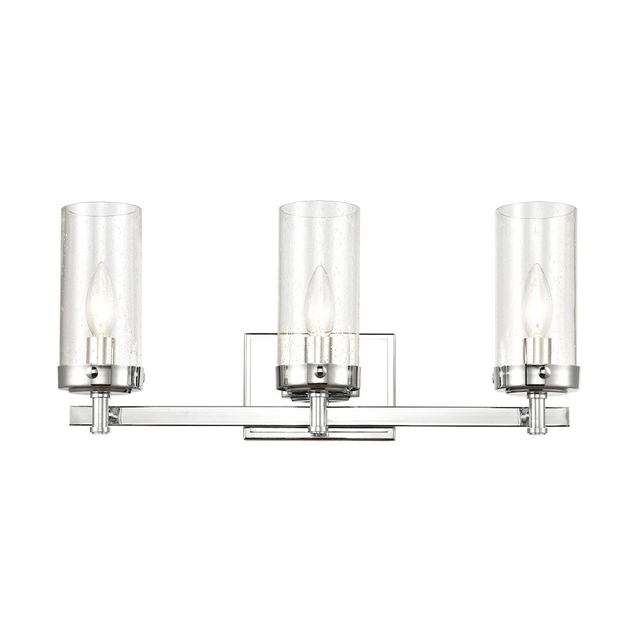 ELK Lighting Melinda 3-Light Vanity Light, Polished Chrome/Seedy Glass - 47303-3