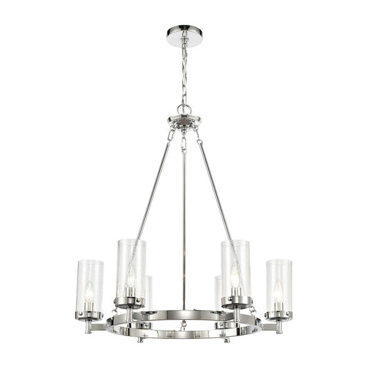 ELK Lighting Melinda 6-Light Chandelier, Polished Chrome/Seedy Glass - 47307-6