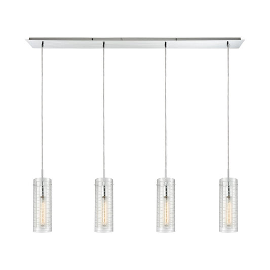 ELK Lighting Swirl 4-Light Linear Pendant, Chrome/Clear Etched Glass - 56595-4LP