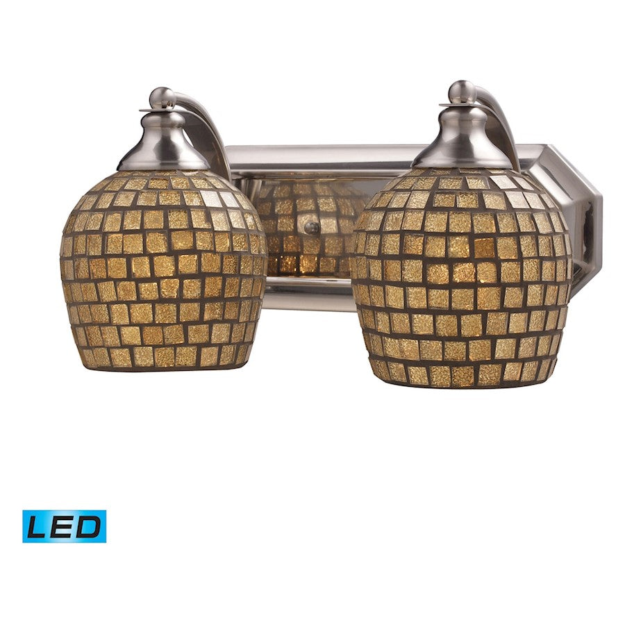 ELK Lighting Mix & Match 14'' Wide 2-Light Vanity, Nickel/Gold Leaf - 570-2N-GLD