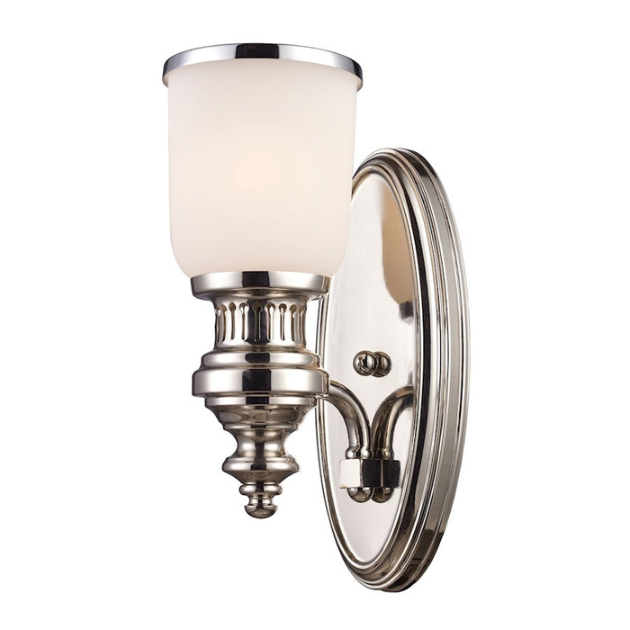 ELK Lighting Chadwick 1-Light Wall Lamp, Polished Nickel/White Glass - 66110-1