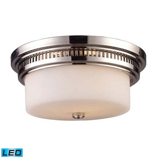 ELK Lighting Chadwick 111 2-LT Flush, Nickel/White Glass, LED - 66111-2-LED