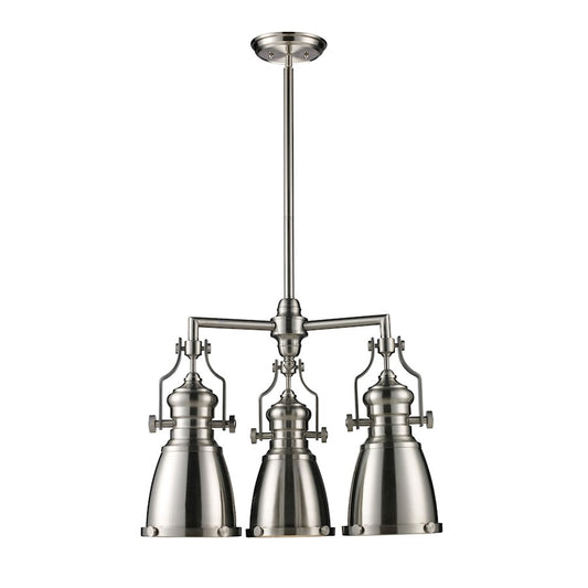 ELK Lighting Chadwick 3-Light Chandelier, Satin Nickels - 66120-3