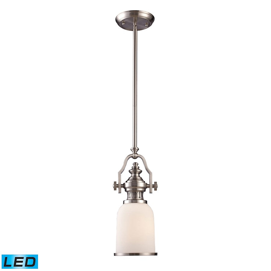 ELK Lighting Chadwick 122 1-Light Mini Pendant, Nickel/White, LED - 66122-1-LED