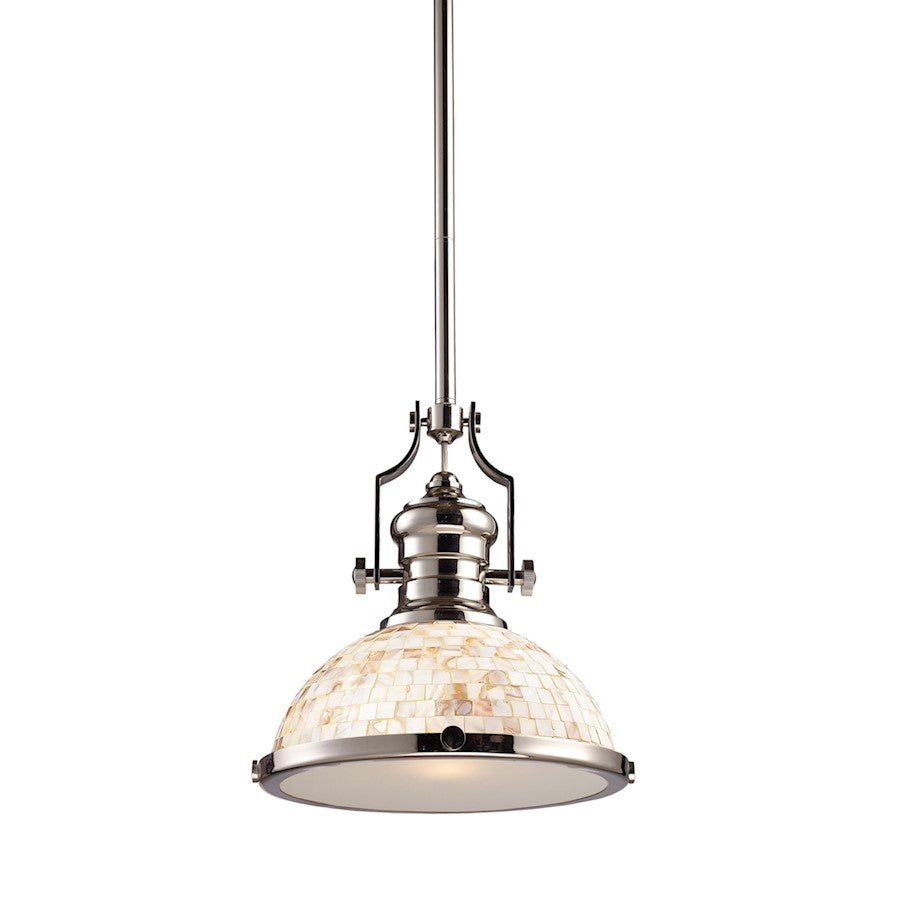 ELK Lighting Chadwick 1-Light Pendant, Nickel/Cappa Shell Shade - 66413-1