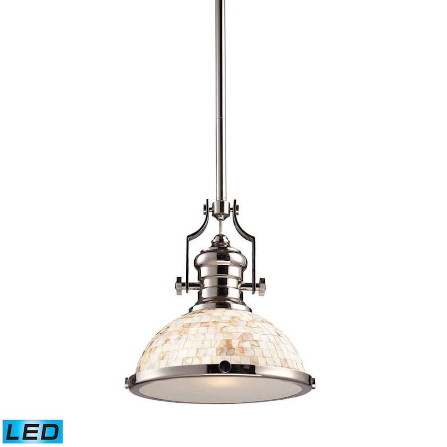 ELK Lighting Chadwick 413 1-Light Pendant, Nickel/Cappa Shell, LED - 66413-1-LED