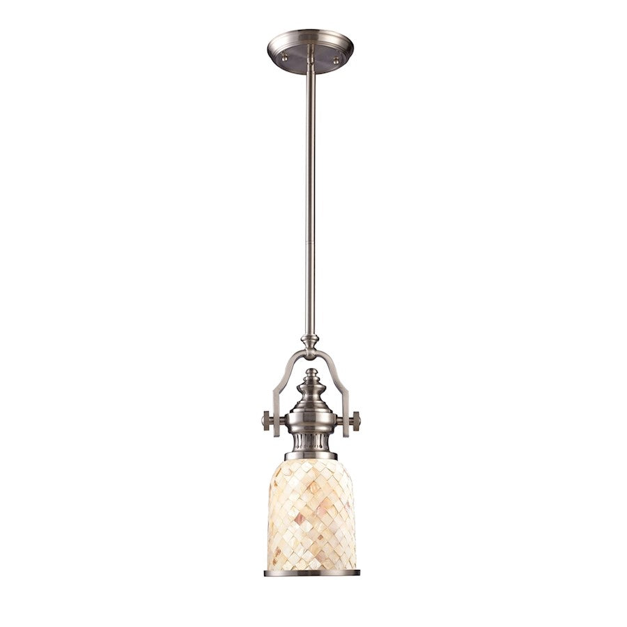 ELK Lighting Chadwick 422 1-Light Mini Pendant, Nickel/Cappa Shell - 66422-1