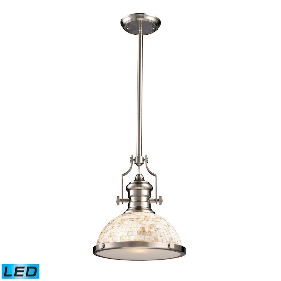 ELK Lighting Chadwick 423 1-Light Pendant, Nickel/Cappa Shell, LED - 66423-1-LED