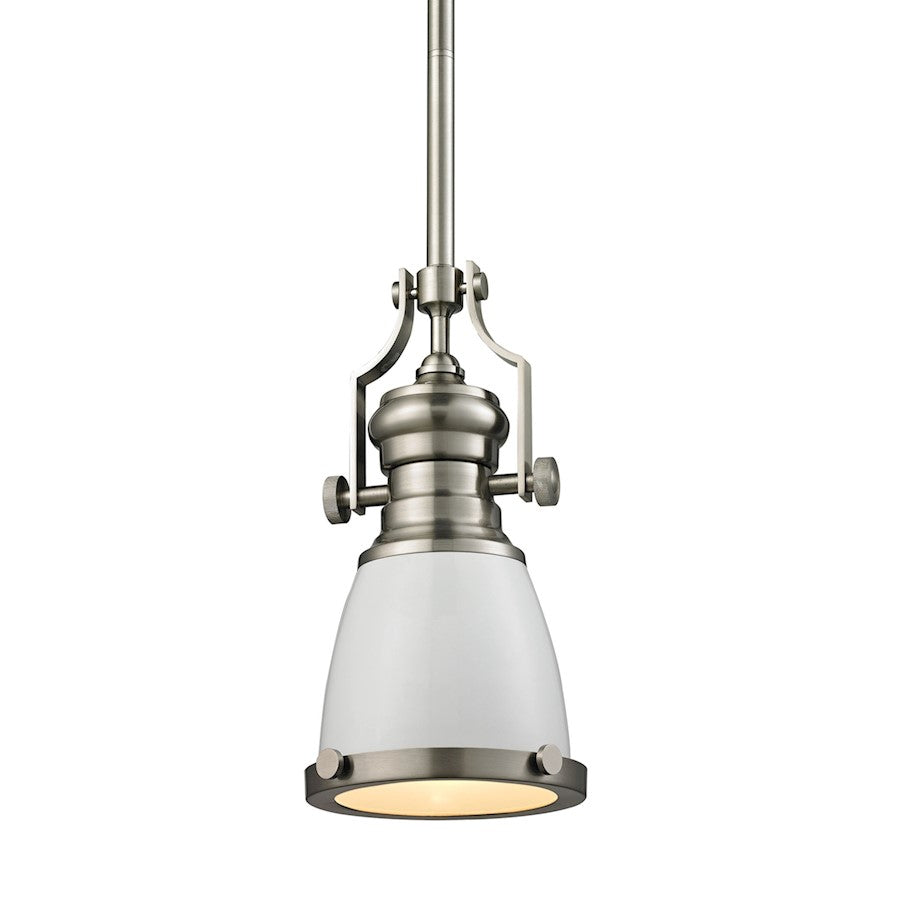 ELK Lighting Chadwick 524 1-Light Mini Pendant, Nickel/White Shade - 66524-1