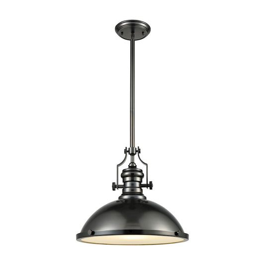 ELK Lighting Chadwick 1-Light Pendant, Nickel/Metal Shade /Frosted - 66608-1