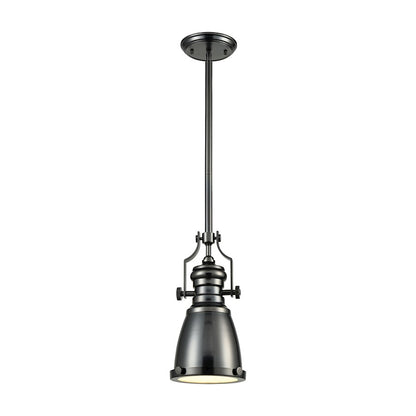 ELK Lighting Chadwick 1-Light Mini Pendant, Nickel/Metal Shade/Frosted - 66609-1