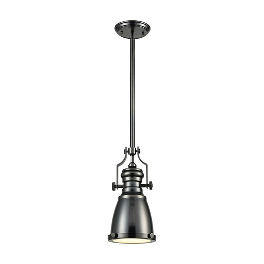 ELK Lighting Chadwick 1-Light Mini Pendant, Nickel/Metal Shade/Frosted - 66609-1