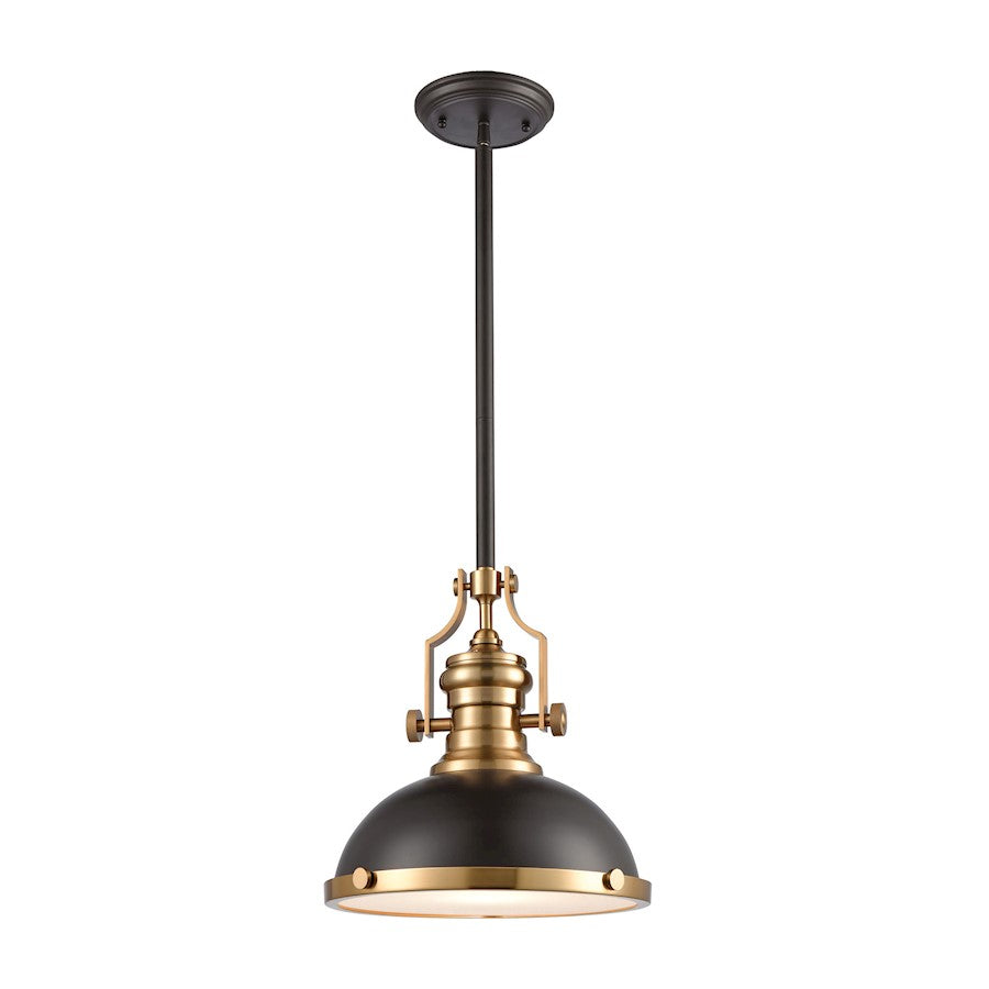 ELK Lighting Chadwick 1-Light 13" Pendant, Bronze/Metal & Frosted - 66614-1