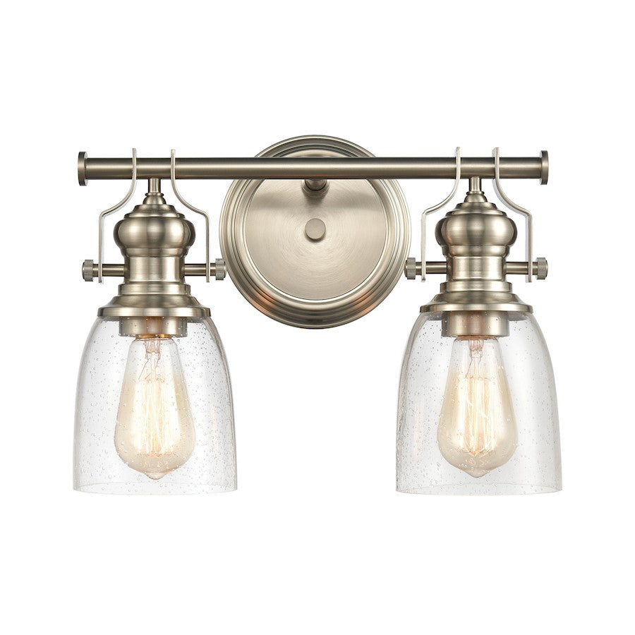 ELK Lighting Chadwick 2-Light Vanity Light, Satin Nickel/Seedy Glass - 66625-2