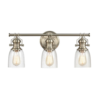 ELK Lighting Chadwick 3-Light Vanity Light, Satin Nickel/Seedy Glass - 66626-3