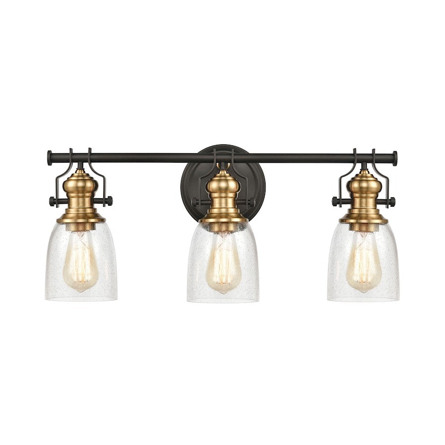 ELK Lighting Chadwick 3-Light Vanity Light, Bronze & Satin Brass/Seedy - 66686-3