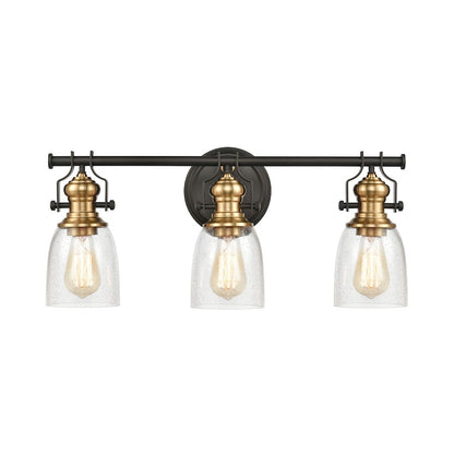 ELK Lighting Chadwick 3-Light Vanity Light, Bronze & Satin Brass/Seedy - 66686-3