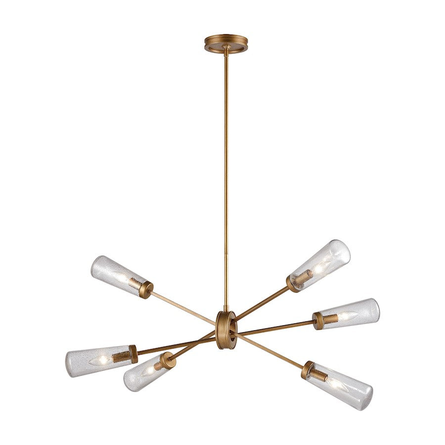 ELK Lighting Xenia 6-Light 31" Chandelier, Matte Gold/Seedy Glass - 66981-6