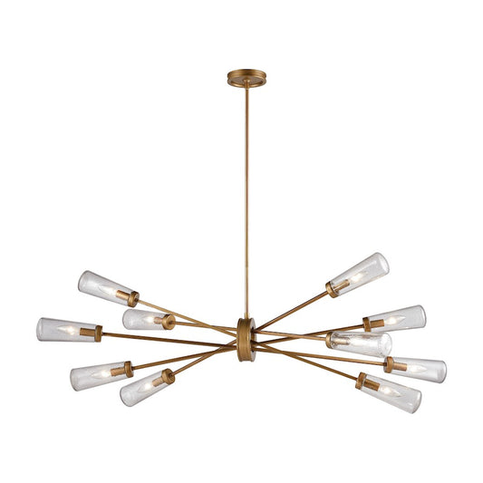 ELK Lighting Xenia 10-Light Chandelier, Matte Gold/Seedy Glass - 66982-10