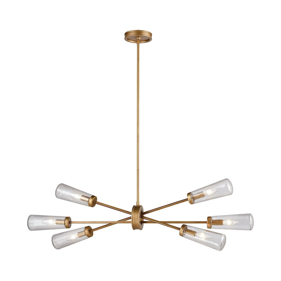 ELK Lighting Xenia 6-Light 22" Chandelier, Matte Gold/Seedy Glass - 66984-6